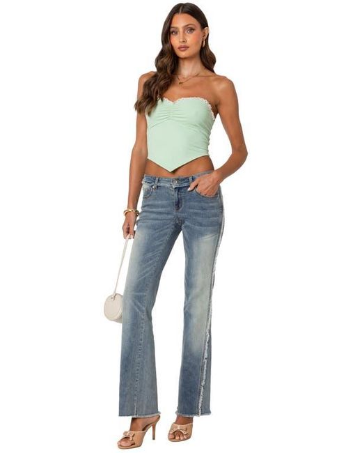 Edikted Blue Ruched Strapless Top