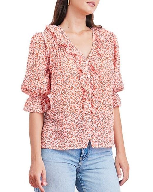Paneros Clothing Red Chloe Cotton Ruffle Shirt