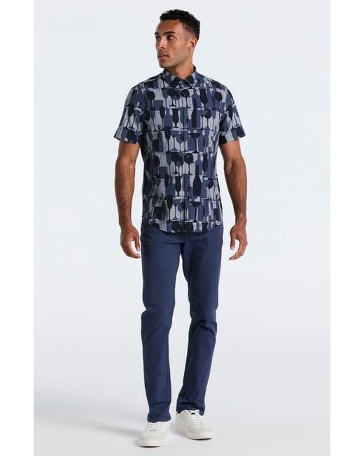 Original Penguin Blue Chambray Short Sleeve Button Down Shirt for men