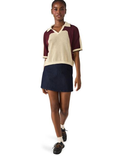 Steve Madden Blue Axon Open Stitch Polo Sweater