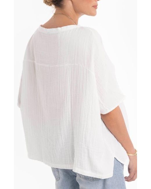 ocean + main White Square Gauze Top