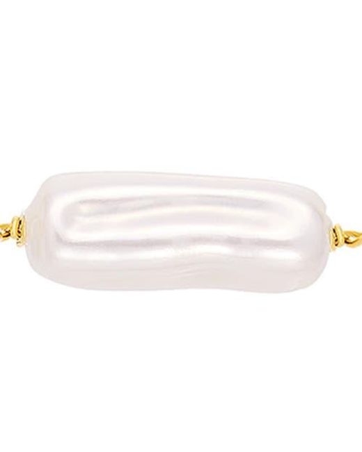 ATHRA LUXE White Faux Pearl Paper Clip Chain Necklace
