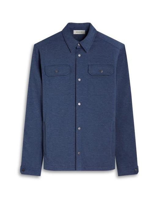 Bugatchi Blue Heathered Kint Snap-Up Shirt Jacket for men