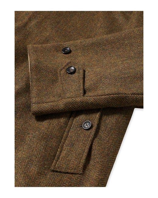 Fortela Brown Stanford Herringbone Wool Double-Faced Single-Breasted Coat for men
