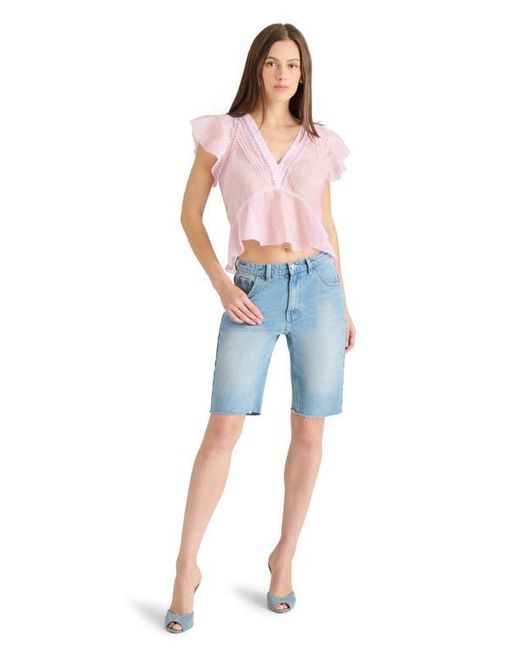Steve Madden Blue Leyla Ruffle Crop Top