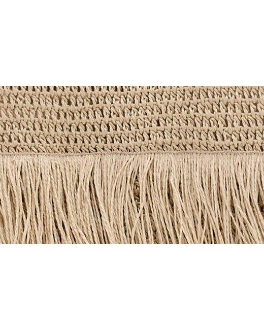 Mango Metallic Natural Fiber Shoulder Bag With Fringe