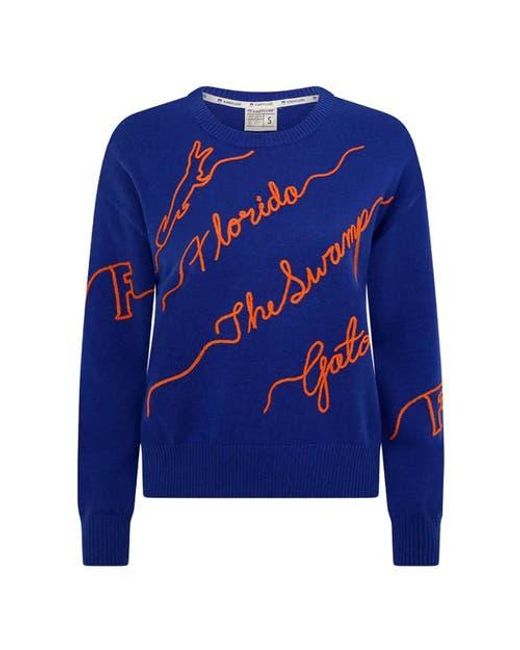 KADYLUXE Blue Florida Gators Love Note Embroidered Pullover Sweater