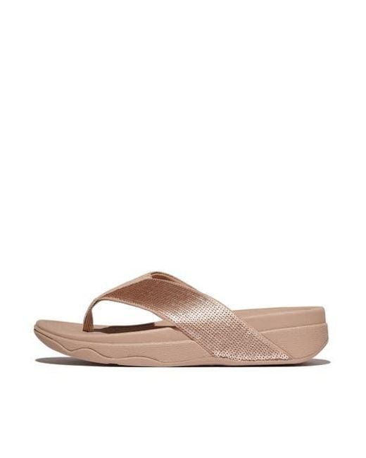 Fitflop Brown Surfa Sequin Toe-Post Sandals