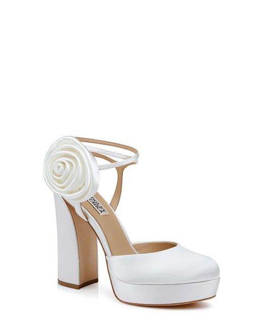 Badgley Mischka White Janessa Ankle Strap Platform Pump