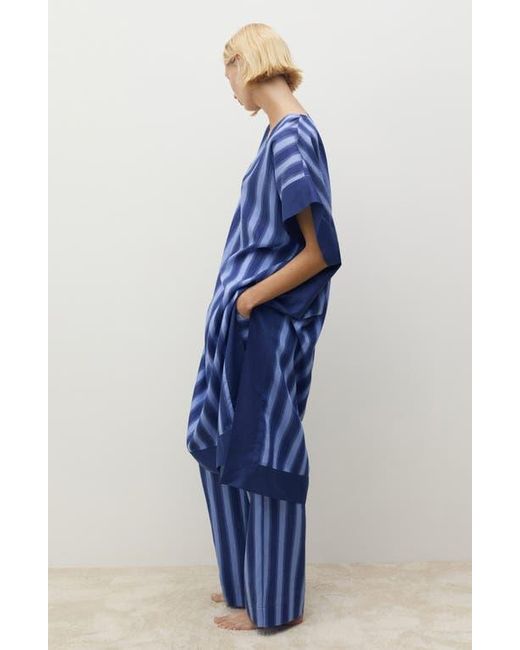 Mango Blue Stripe Wide Leg Pajama Pants