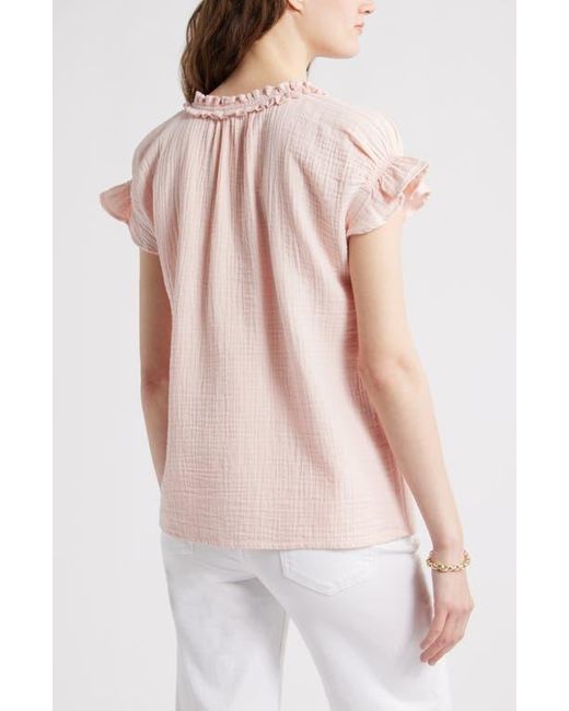 Caslon Multicolor Ruffle Cotton Gauze Top