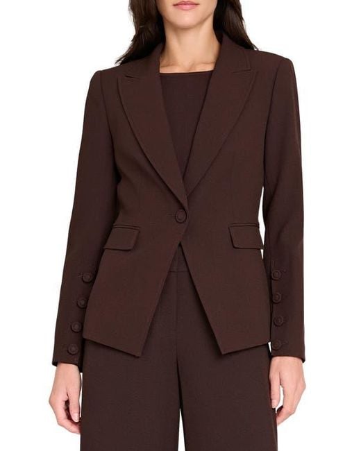 Tahari Brown One-Button Blazer