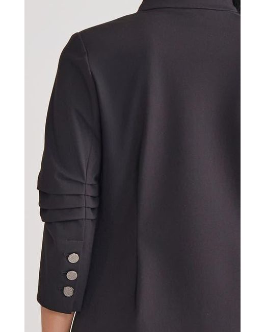 Misook Black Ruched Sleeve Ponte Jacket