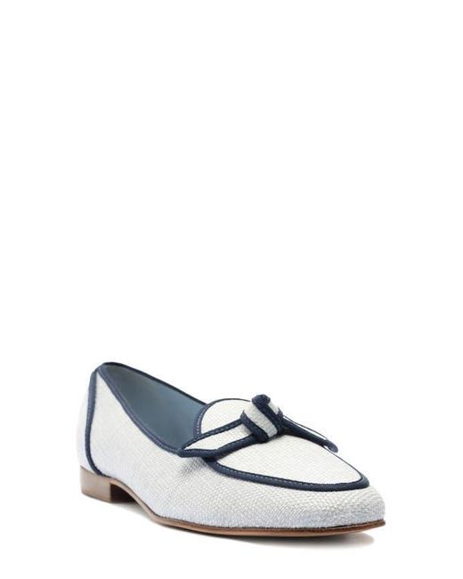 Alexandre Birman Blue Clarita Bow Grosgrain Raffia Loafer