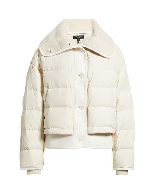 Rag & Bone Natural Gloria Faux Leather & Faux Shearling Down &Feather Fill Jacket
