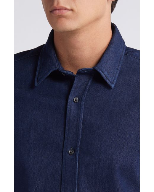 7 For All Mankind Blue Left Hand Denim Button-up Shirt for men