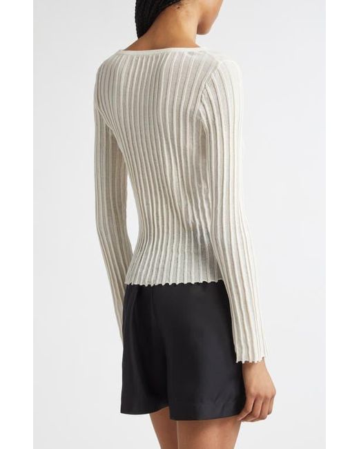 Loulou de Saison White Mabille Rib Long Sleeve Top