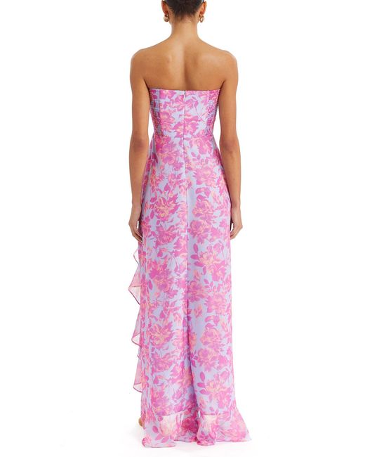 Amanda Uprichard Pink Eden Floral Strapless Gown