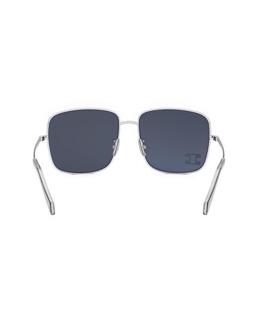 Céline Blue Rhinestone Triomphe 59mm Square Sunglasses