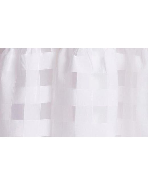 English Factory White Check Puff Sleeve Belted Shirtdress