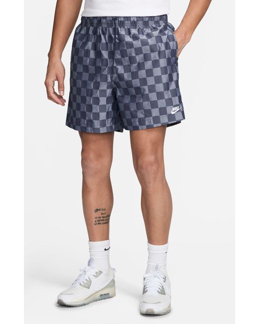 Nike Blue Club Flow Check Nylon Shorts for men