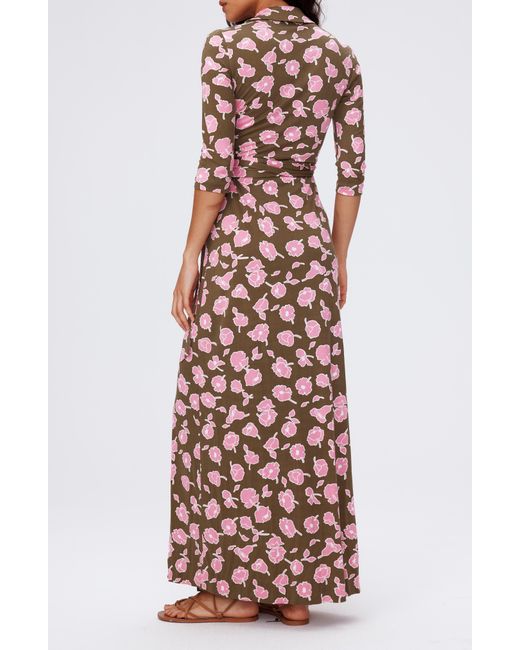 Diane von Furstenberg Multicolor Abigail Floral Silk Wrap Maxi Dress