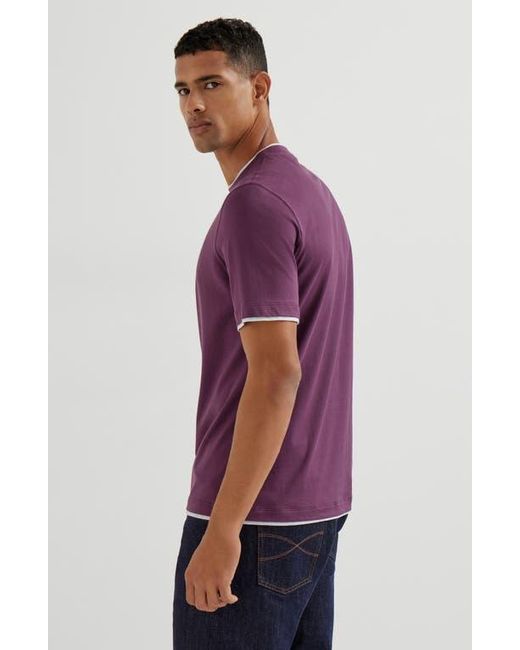 Brunello Cucinelli Purple T-Shirt With Faux-Layering for men