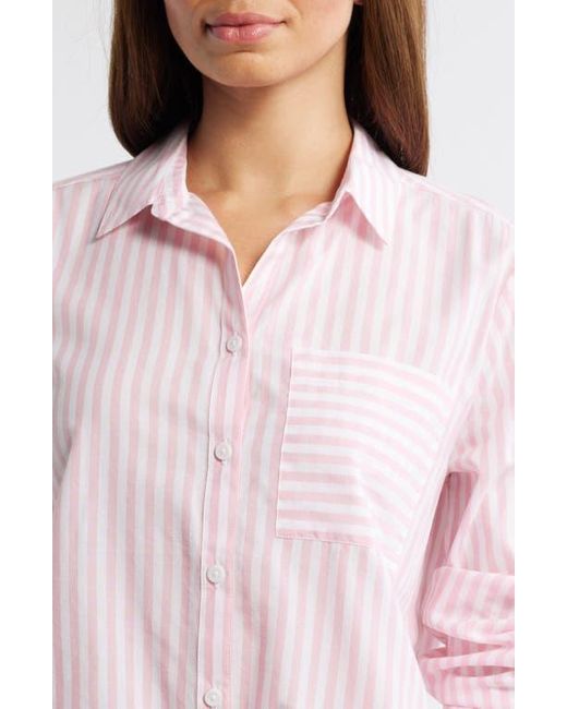 Beach Lunch Lounge Red Candy Stripe Cotton Blend Button-Up Shirt