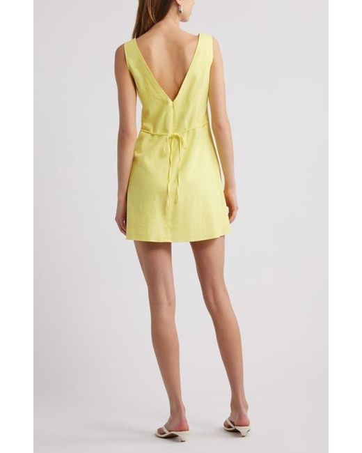 Open Edit Yellow Sleeveless Linen Blend Minidress