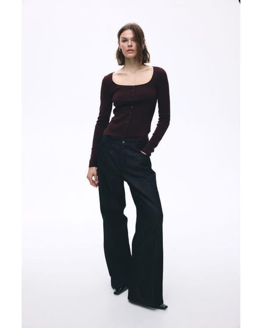 H&M Purple Square-Neck Top
