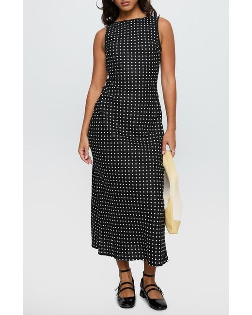 Princess Polly Voyager Polka Dot Linen Blend Dress in Black | Lyst