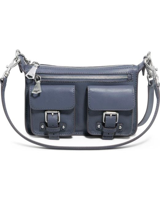 Aimee Kestenberg Blue Mini Saddle Up Convertible Leather Crossbody Bag