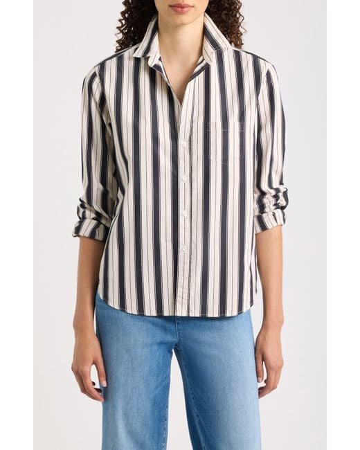 Frank & Eileen White Eileen Relaxed Striped Button-Up Shirt