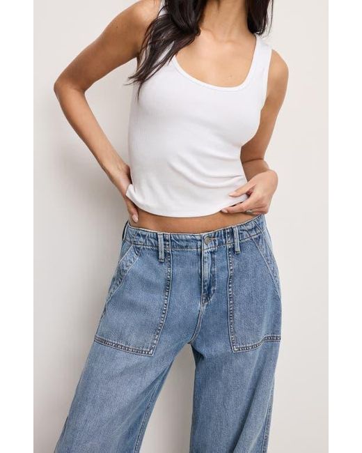 GOOD AMERICAN Blue Lite Drawstring Jeans