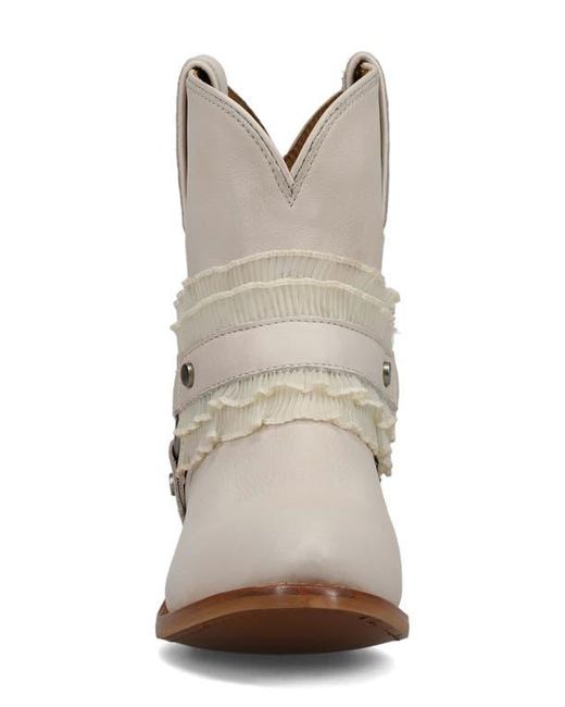 Frye White Billy Ruffle Harness Bootie