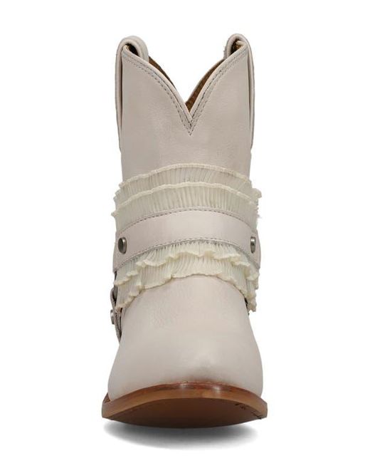 Frye White Billy Ruffle Harness Bootie