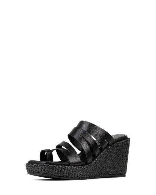 Donald J Pliner Black Annamaria Platform Wedge Slide Sandal