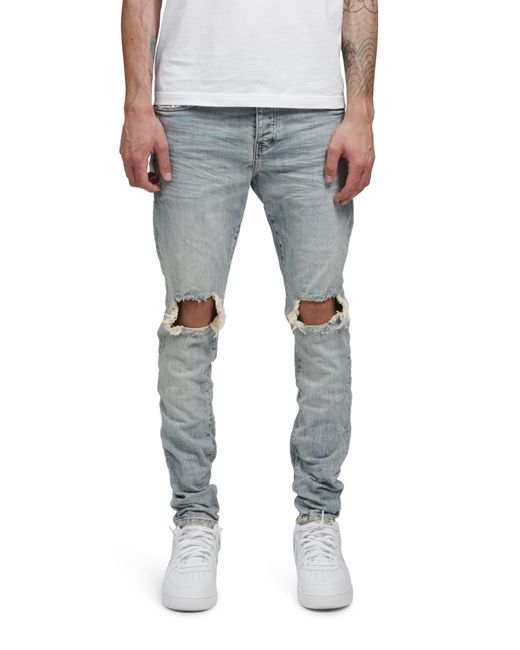 Purple Brand Blue Ripped Knee Blowout Slim Jeans for men