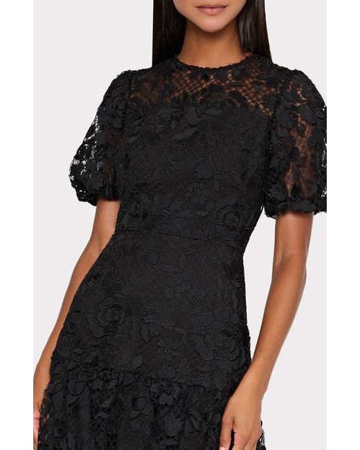 MILLY Black Yasmin Rose Mosaic Lace Dress