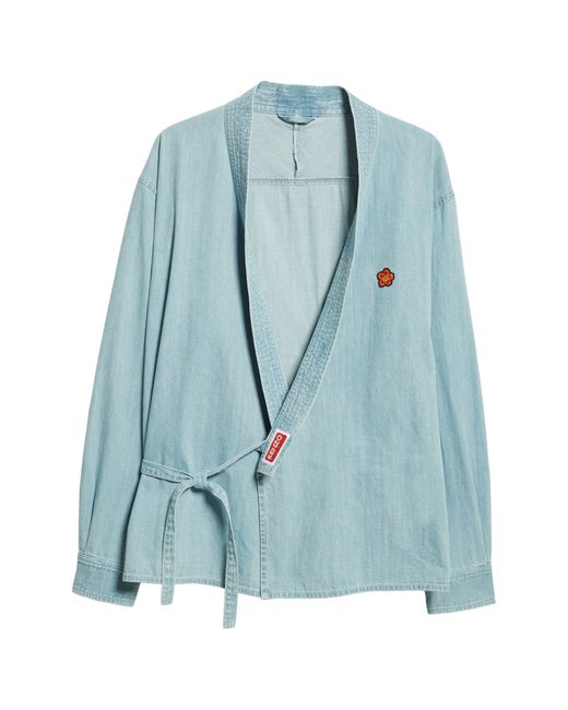 KENZO Blue Cotton Denim Kimono Jacket for men