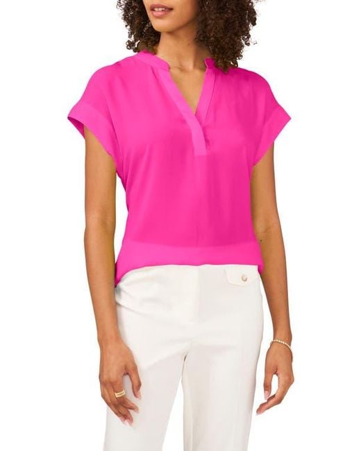 Chaus Pink Split Neck Georgette Blouse