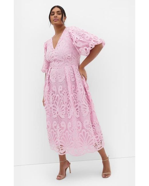 City Chic Pink Kylee Lace Maxi Dress