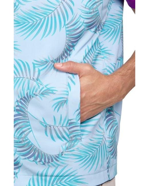 Con.struct Blue Regular Fit Leaf Print Recycled Performance Reversible Vest for men