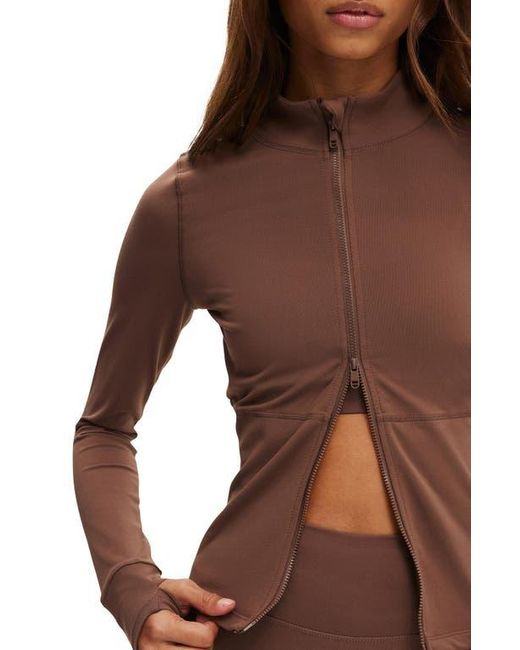 Cotton On Brown Active Core Zip Through Long Sleeve