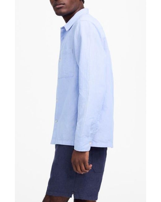 Madewell White Stripe Linen & Cotton Button-Up Shirt for men