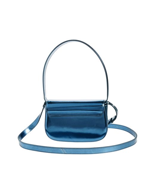 DIESEL Blue Diesel 1dr Logo Metallic Leather Handbag
