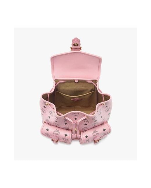 MCM Pink Small Aren Drawstring Backpack
