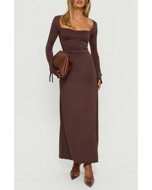 Princess Polly Dalzine Long Sleeve Maxi Dress in Brown | Lyst