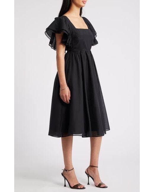 Chelsea28 Ruffle Sleeve Open Back Dress in Black Lyst