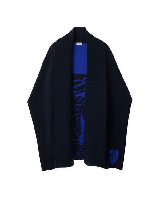 Burberry Blue Ekd Wool Cashmere Blend Cape
